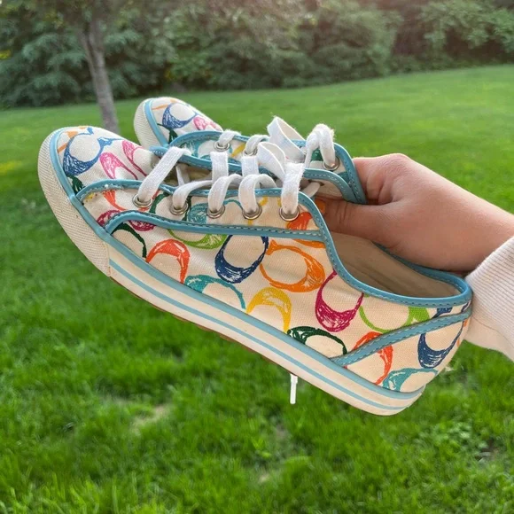 canvas shoes coach rainbow tennis shoes